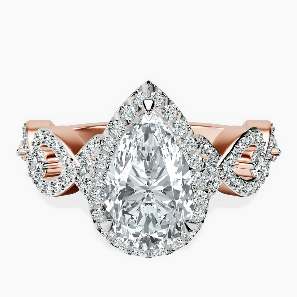10kt Rose Gold Prestigia Criss Cross Halo Lab Diamond Ring front image