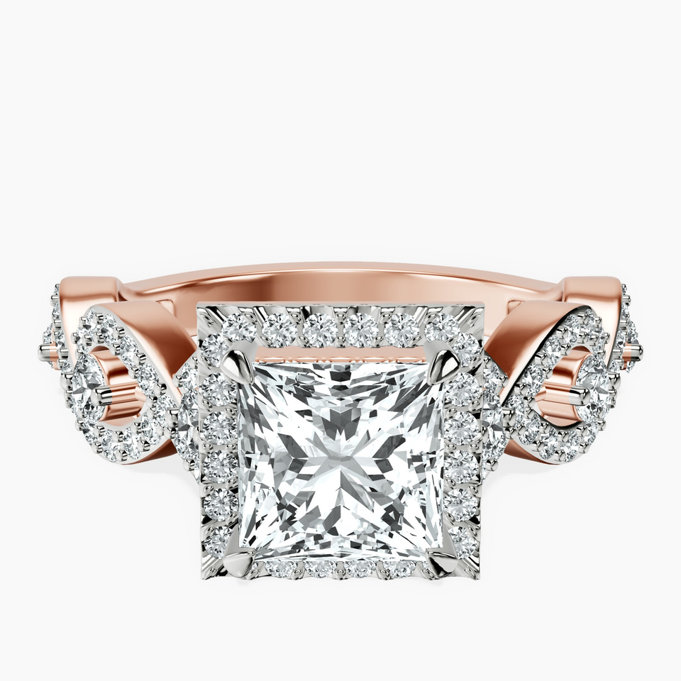 10kt Rose Gold Prestigia Criss Cross Halo Lab Diamond Ring front image