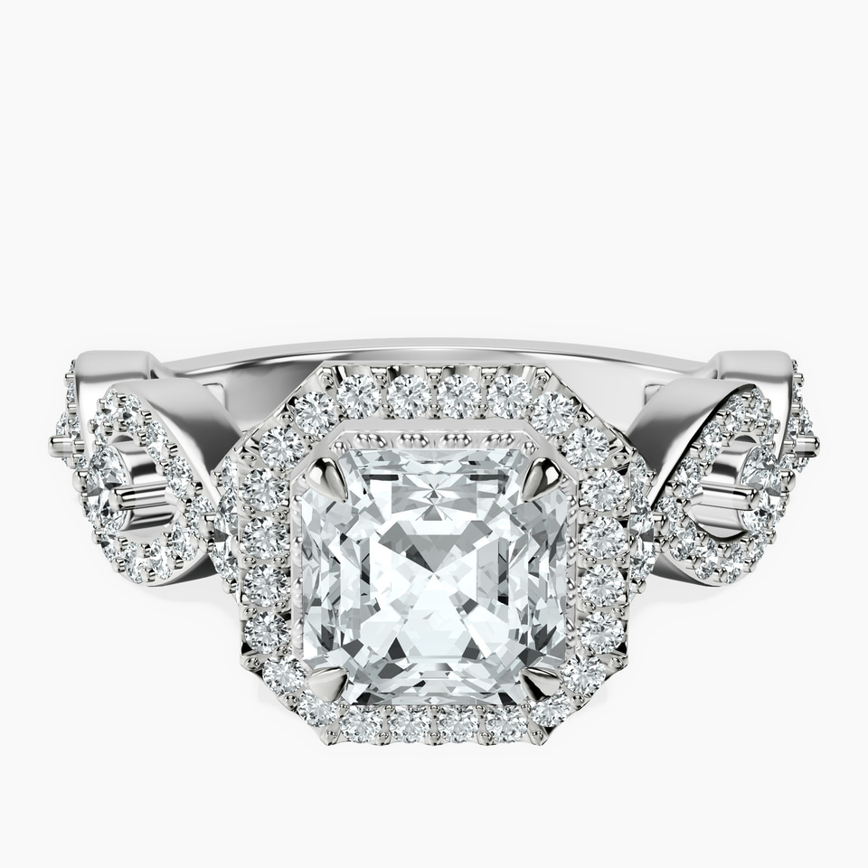 10kt White Gold Prestigia Criss Cross Halo Lab Diamond Ring front image