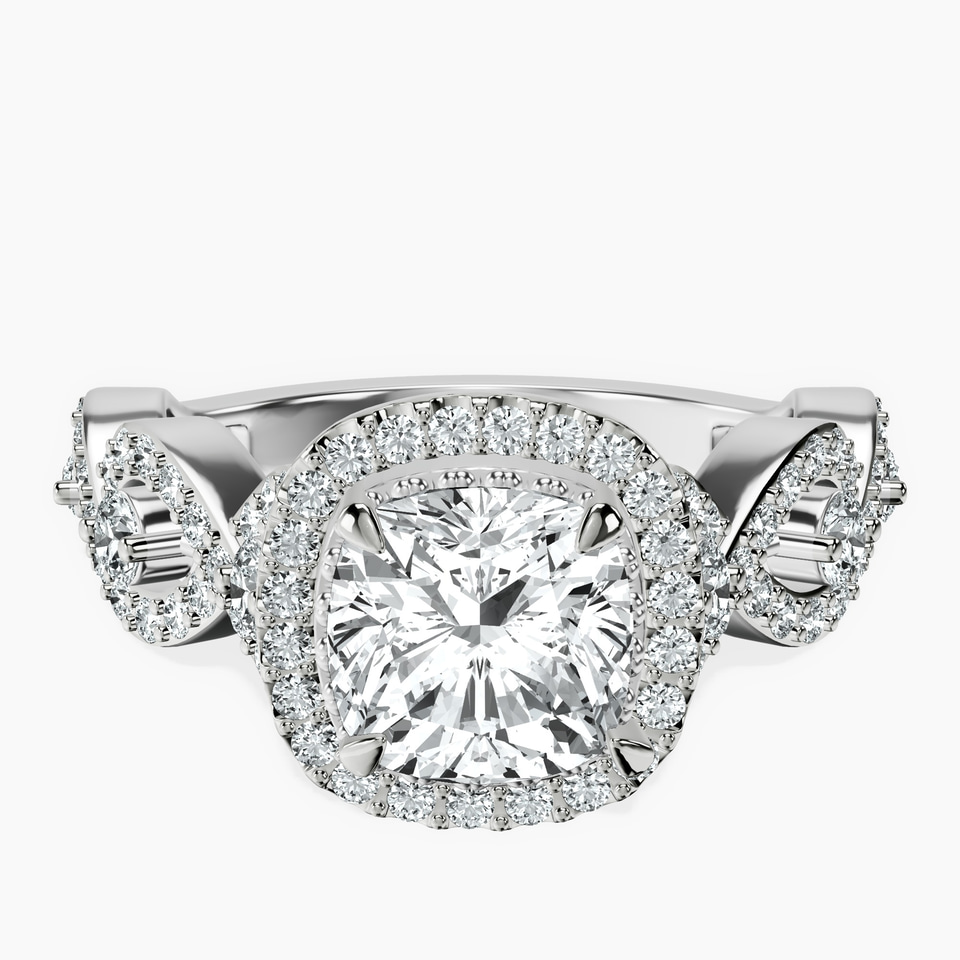 Platinum Prestigia Criss Cross Halo Lab Diamond Ring front image