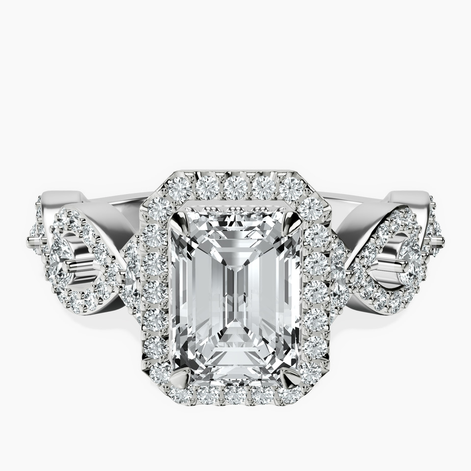 10kt White Gold Prestigia Criss Cross Halo Lab Diamond Ring front image