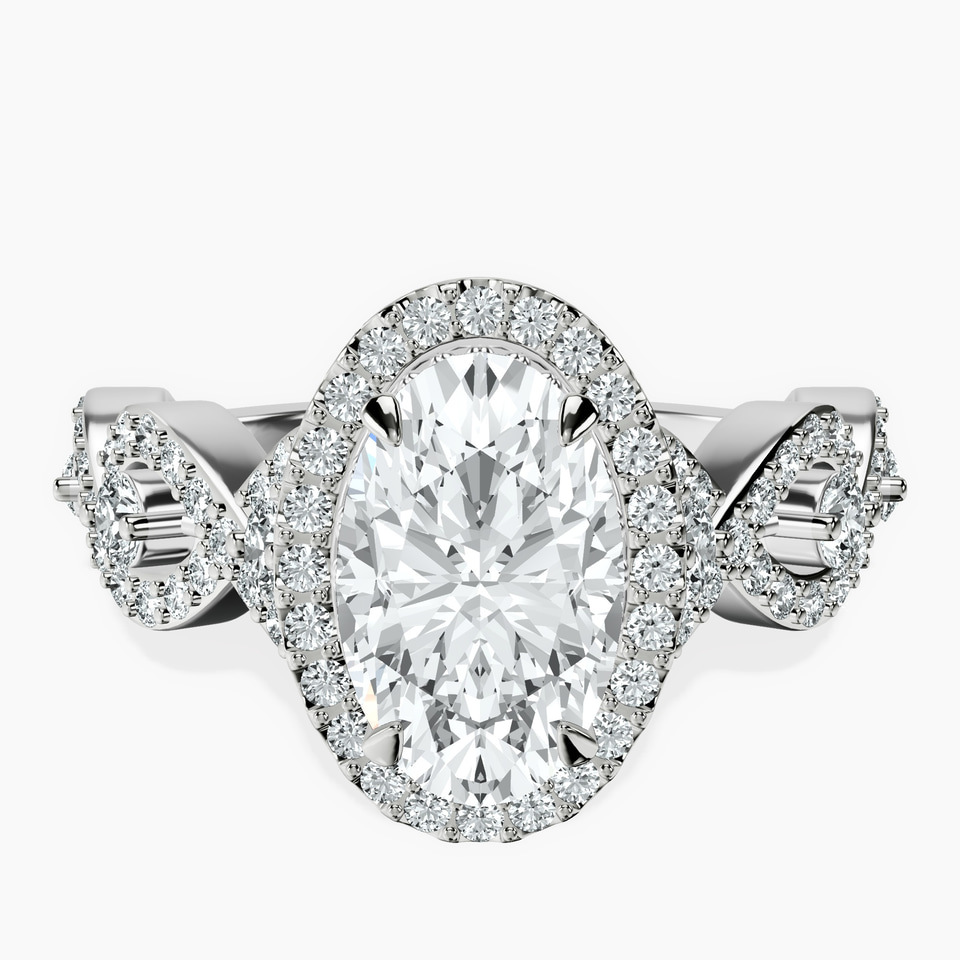 Platinum Prestigia Criss Cross Halo Lab Diamond Ring front image