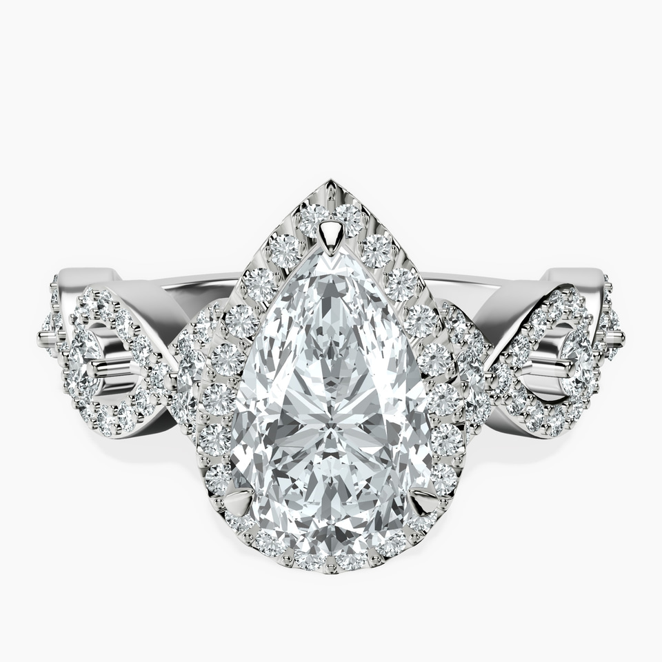 10kt White Gold Prestigia Criss Cross Halo Lab Diamond Ring front image