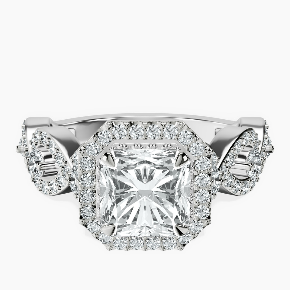 Platinum Prestigia Criss Cross Halo Lab Diamond Ring front image