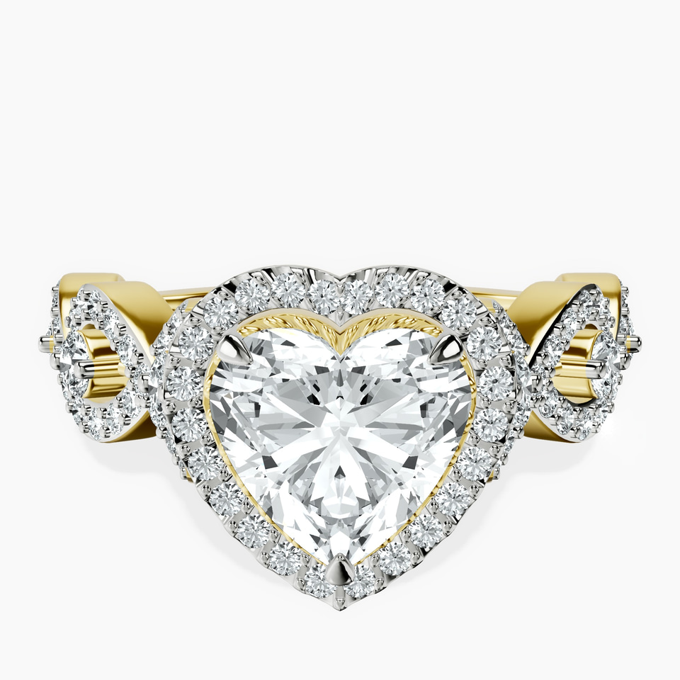 10kt Yellow Gold Prestigia Criss Cross Halo Lab Diamond Ring front image