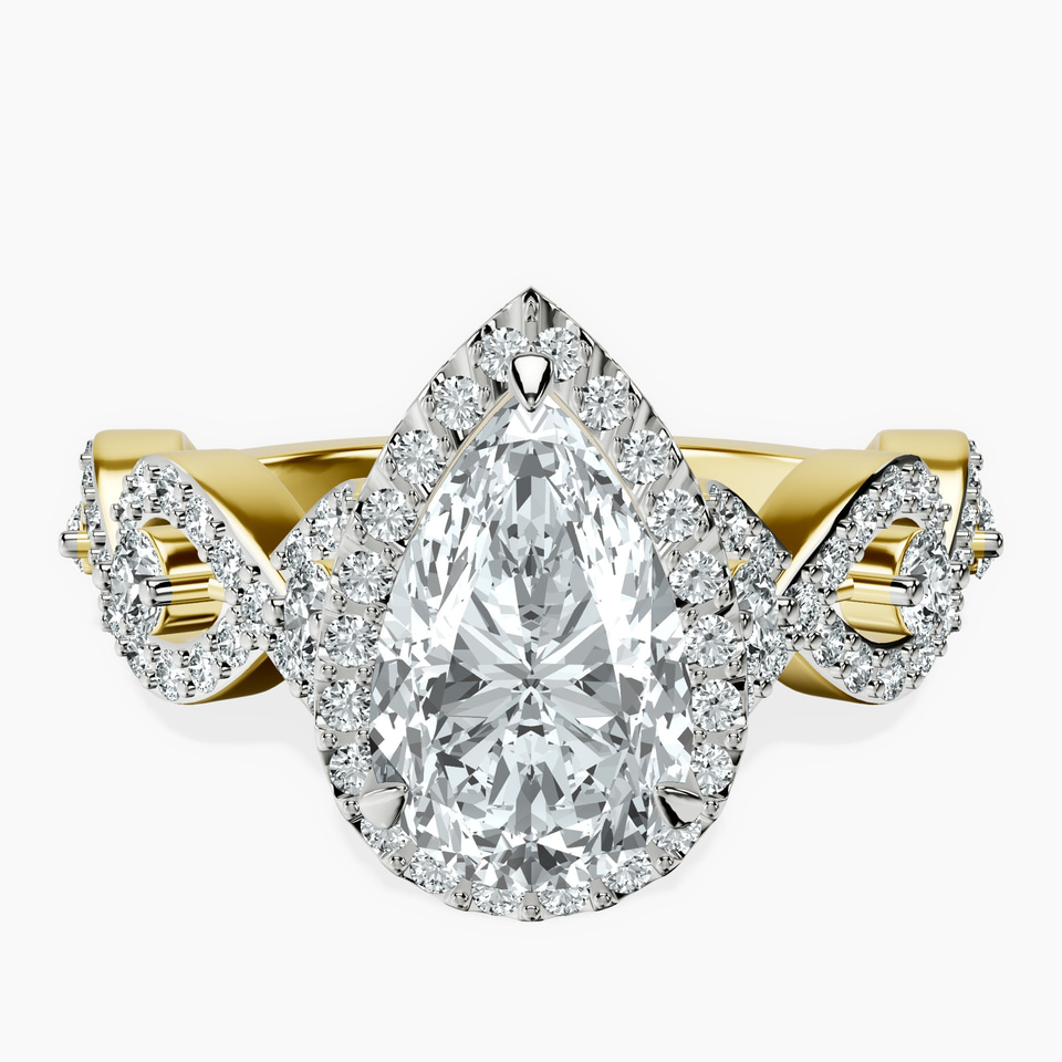10kt Yellow Gold Prestigia Criss Cross Halo Lab Diamond Ring front image