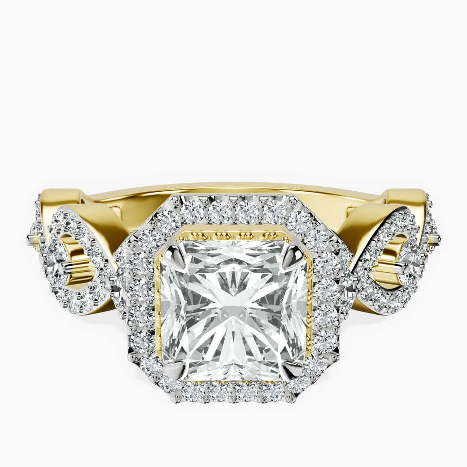 10kt Yellow Gold Prestigia Criss Cross Halo Lab Diamond Ring front image