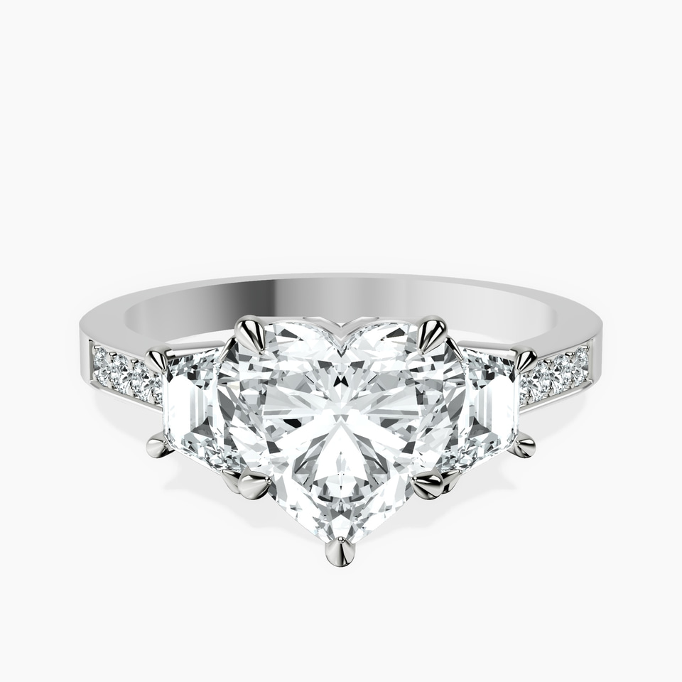 9ct White Gold Daria Trapezoid Three Stone Lab Diamond Ring front image