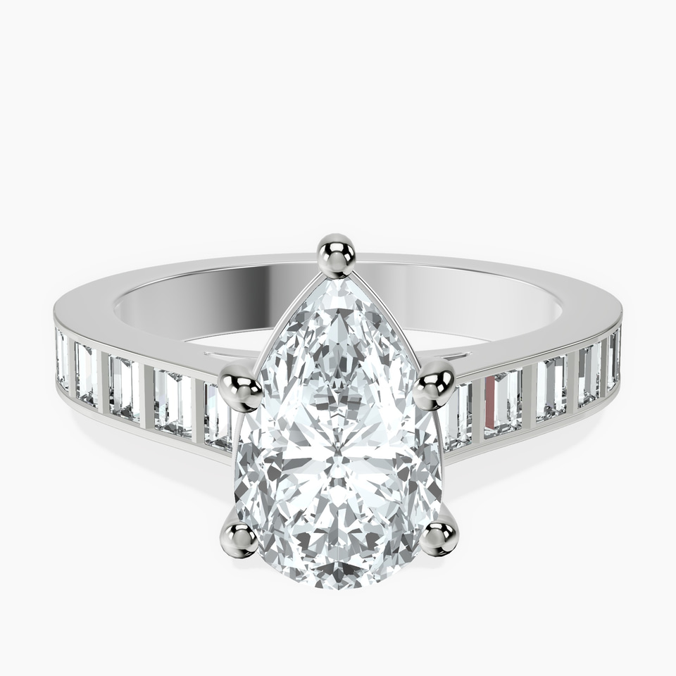14ct White Gold Irene Side Stone Lab Diamond Ring front image