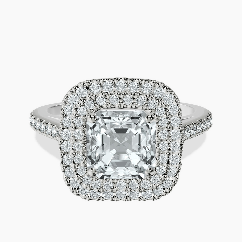 9ct White Gold Arya Double Halo Lab Diamond Ring front image