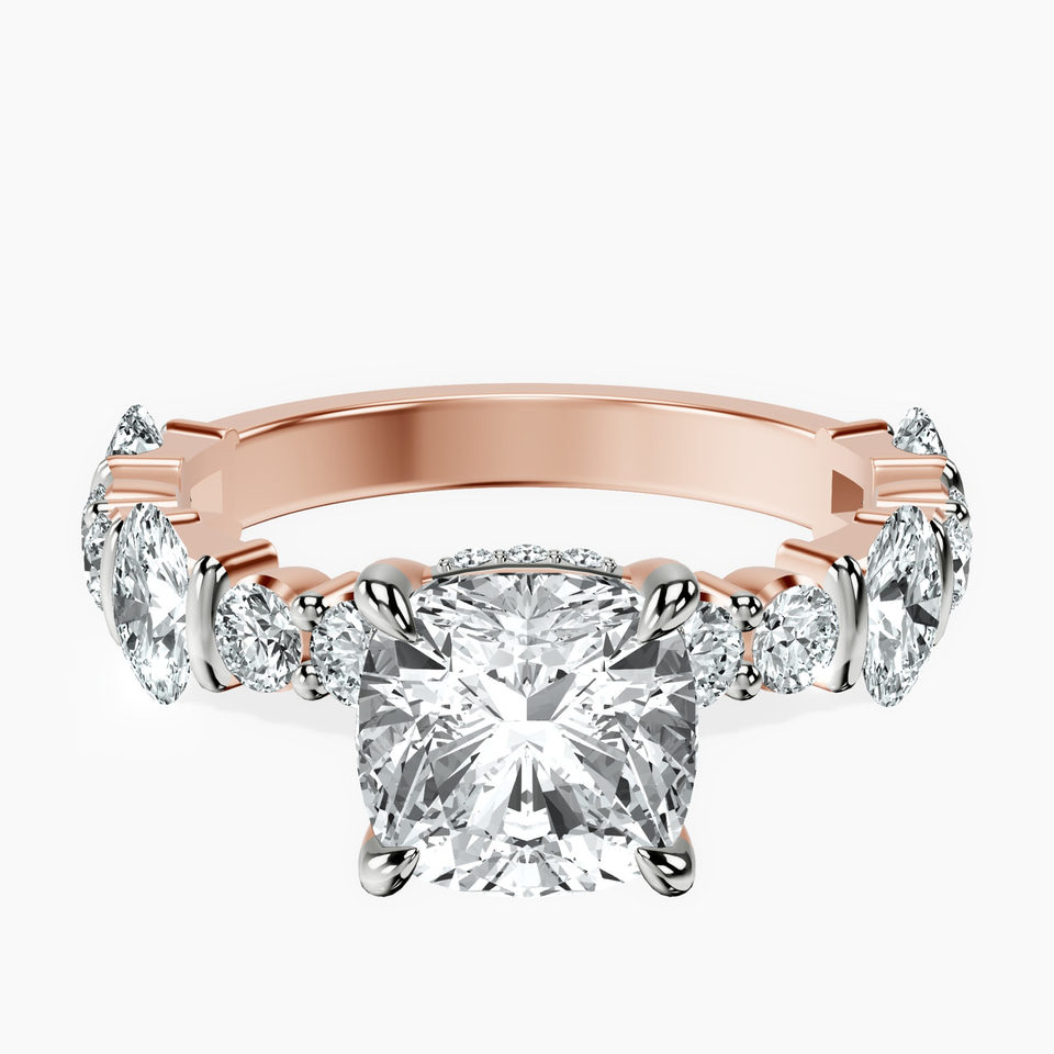 14ct Rose Gold Enchanted Bliss Side Stone Lab Diamond Ring front image