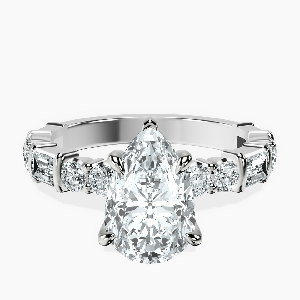 14ct White Gold Enchanted Bliss Side Stone Lab Diamond Ring front image