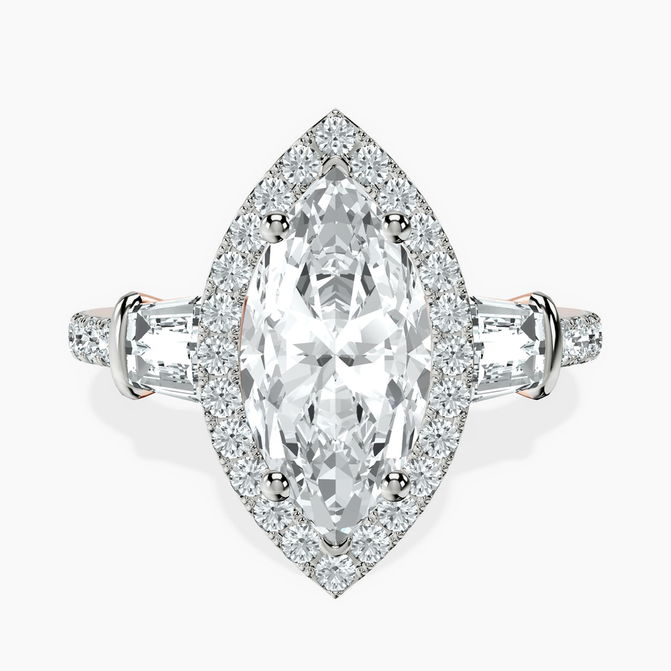 14kt Rose Gold Liora Cascade Halo Lab Diamond Ring front image
