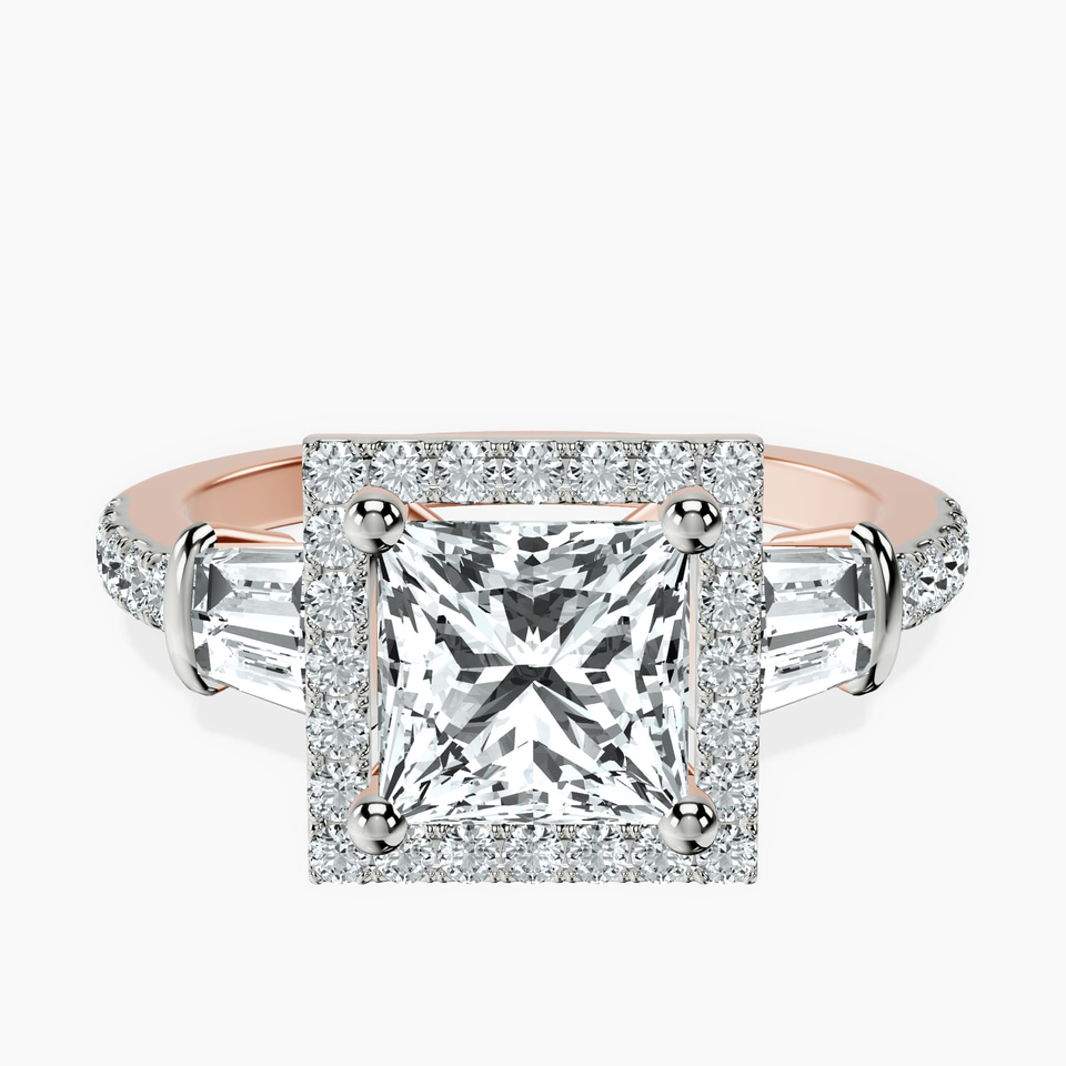 9ct Rose Gold Liora Cascade Halo Lab Diamond Ring front image