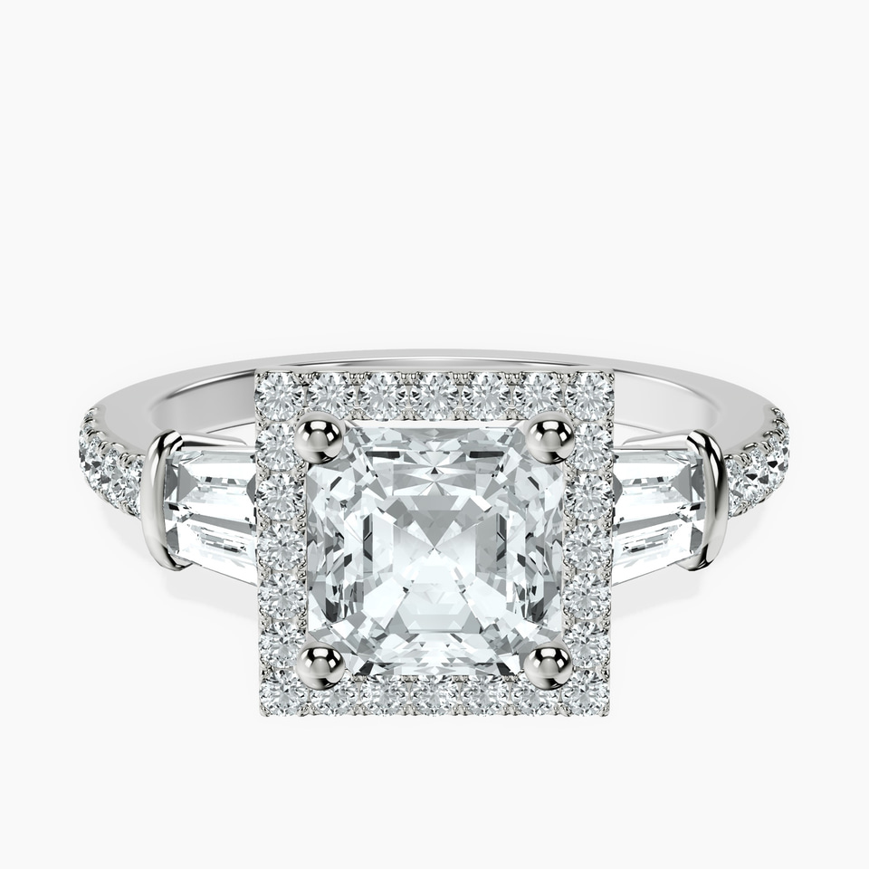 10kt White Gold Liora Cascade Halo Lab Diamond Ring front image