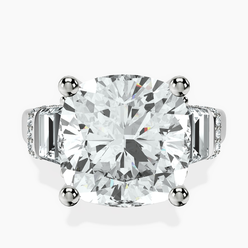 14kt White Gold Astrid Three Stone Trapezoid Lab Diamond Ring front image