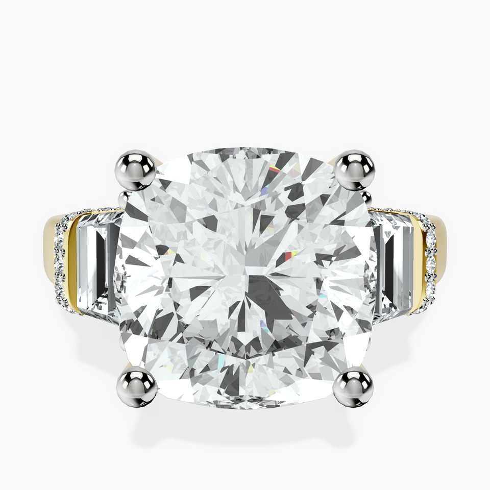 18kt Yellow Gold Astrid Three Stone Trapezoid Lab Diamond Ring front image