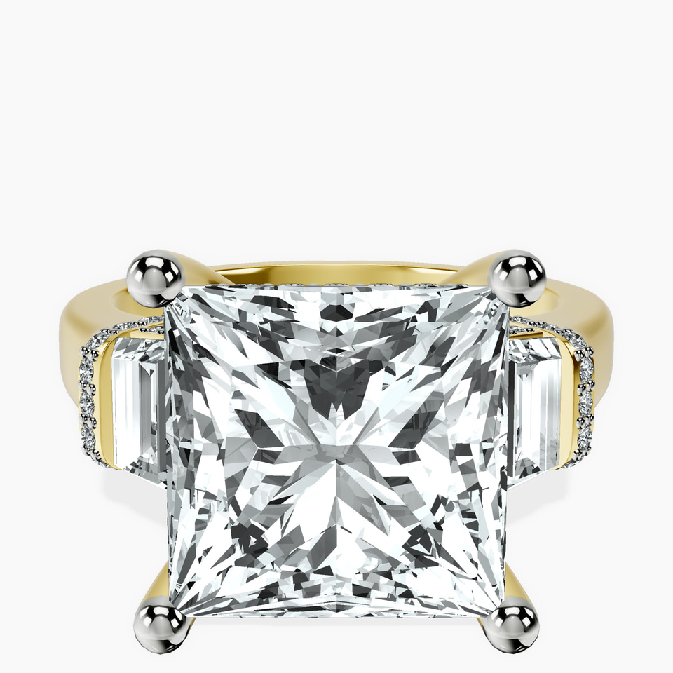 14kt Yellow Gold Astrid Three Stone Trapezoid Lab Diamond Ring front image