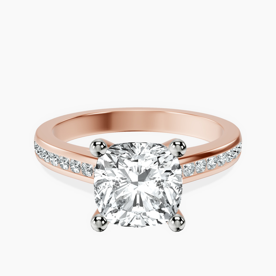 14kt Rose Gold Lucent Side Channel Set Lab Diamond Ring front image