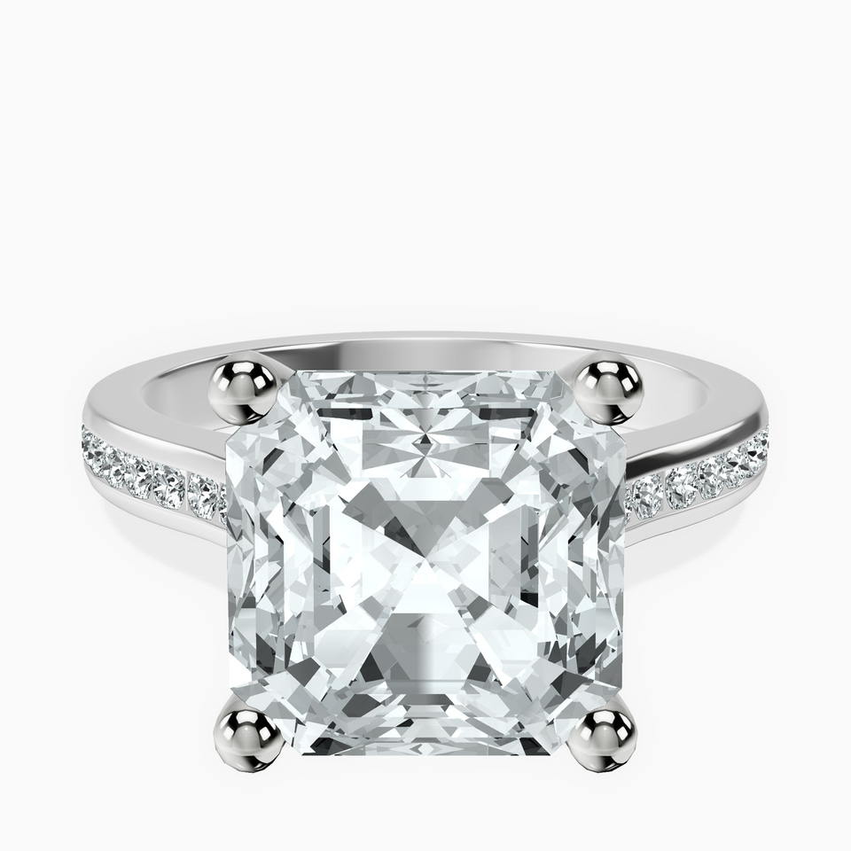 18kt White Gold Lucent Side Channel Set Lab Diamond Ring front image