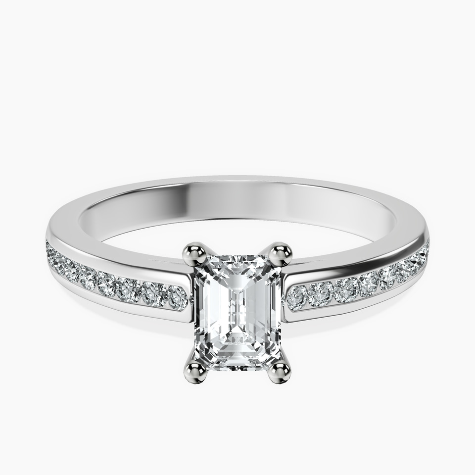 10kt White Gold Lucent Side Channel Set Lab Diamond Ring front image