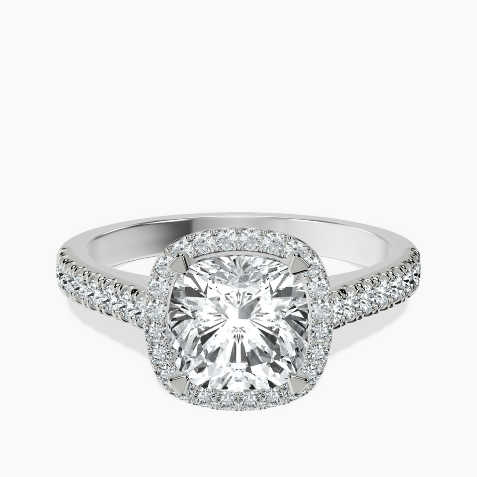 Platinum Glowing Globe Halo Lab Diamond Ring front image