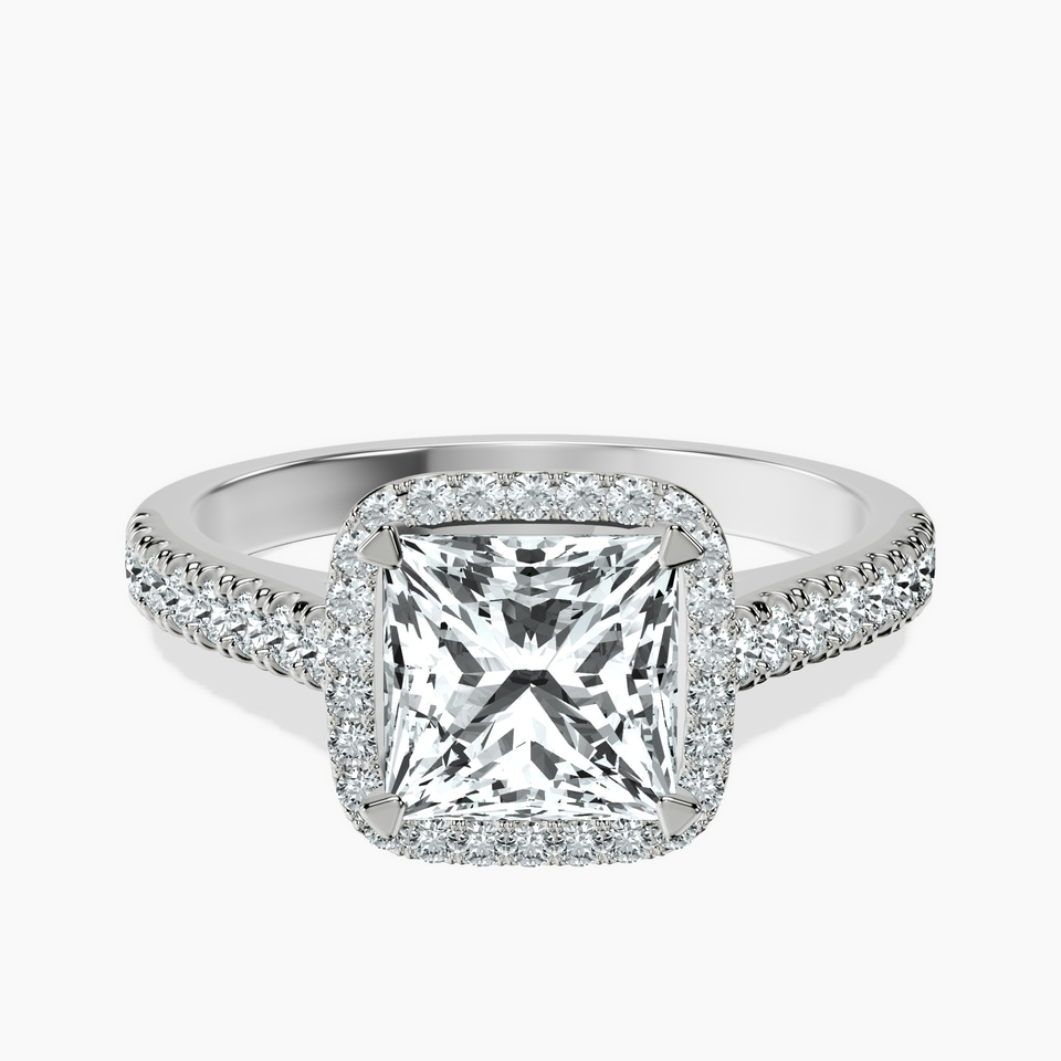 Platinum Glowing Globe Halo Lab Diamond Ring front image