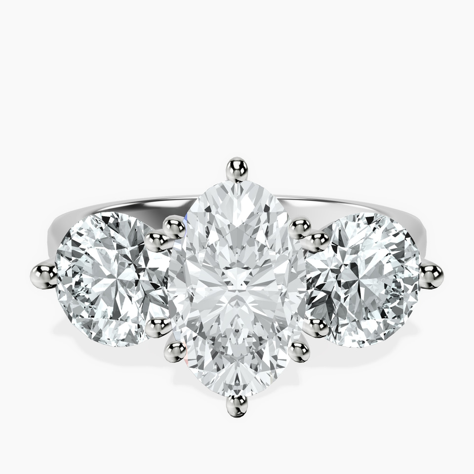 14ct White Gold Estella Round Three Stone Lab Diamond Ring front image