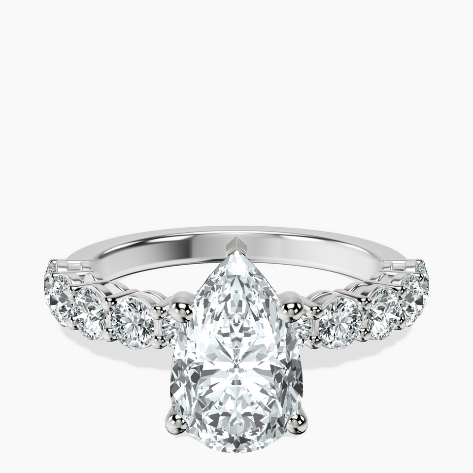 9ct White Gold Elinor Side Round Lab Diamond Ring front image
