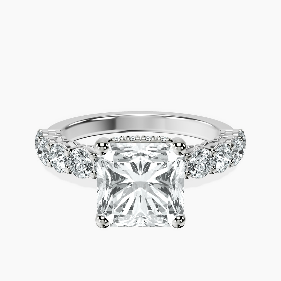 18ct White Gold Elinor Side Round Lab Diamond Ring front image