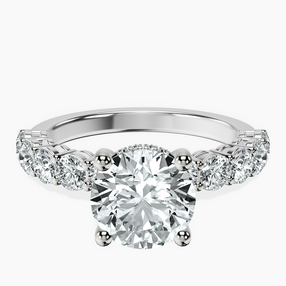 18ct White Gold Elinor Side Round Lab Diamond Ring front image