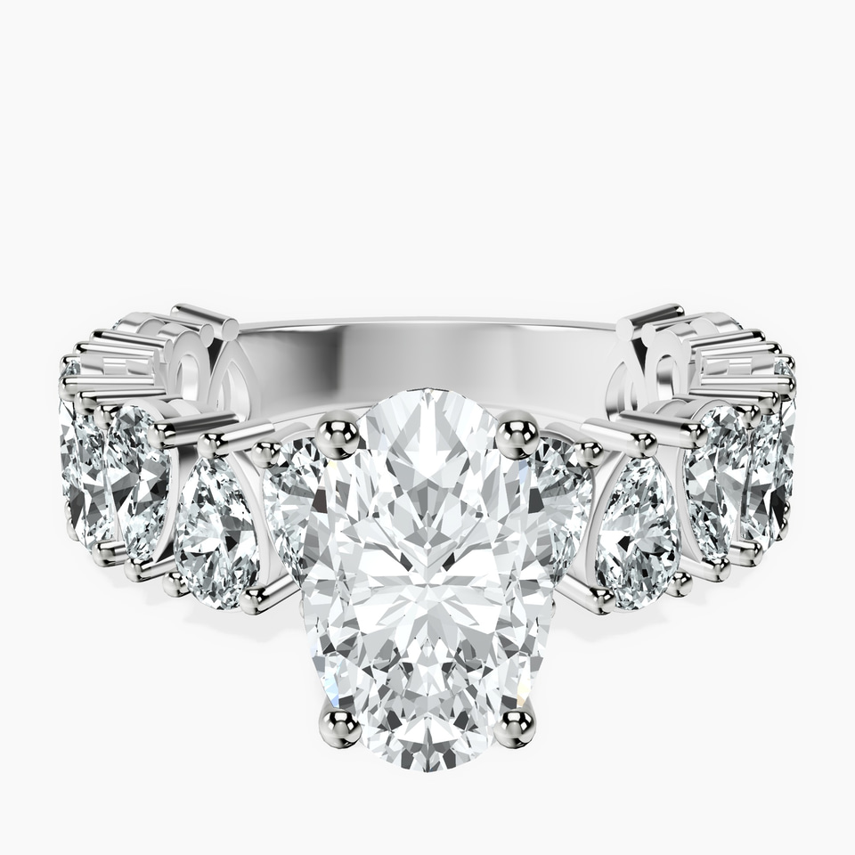 14ct White Gold Esme Side Pear Lab Diamond Ring front image