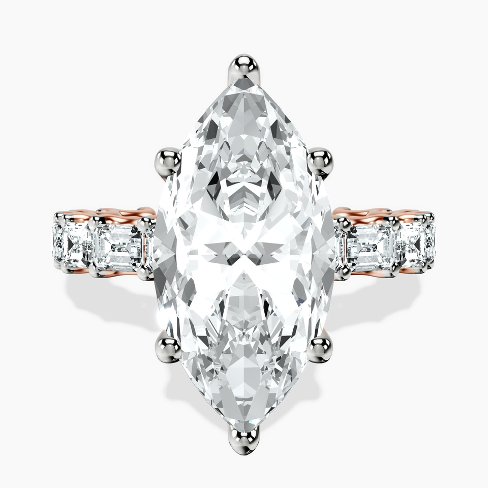 10kt Rose Gold Giselle Side Emerald Lab Diamond Ring front image