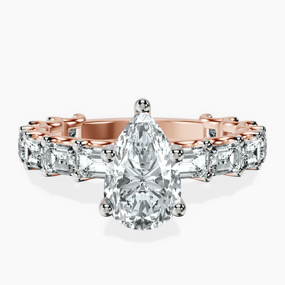 14kt Rose Gold Giselle Side Emerald Lab Diamond Ring front image