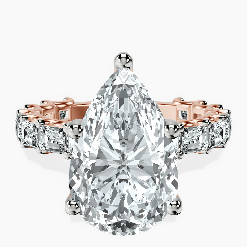 14kt Rose Gold Giselle Side Emerald Lab Diamond Ring front image