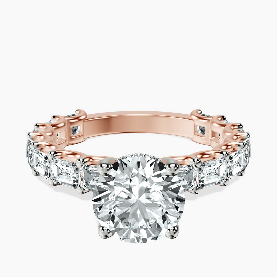 9ct Rose Gold Giselle Side Emerald Lab Diamond Ring front image