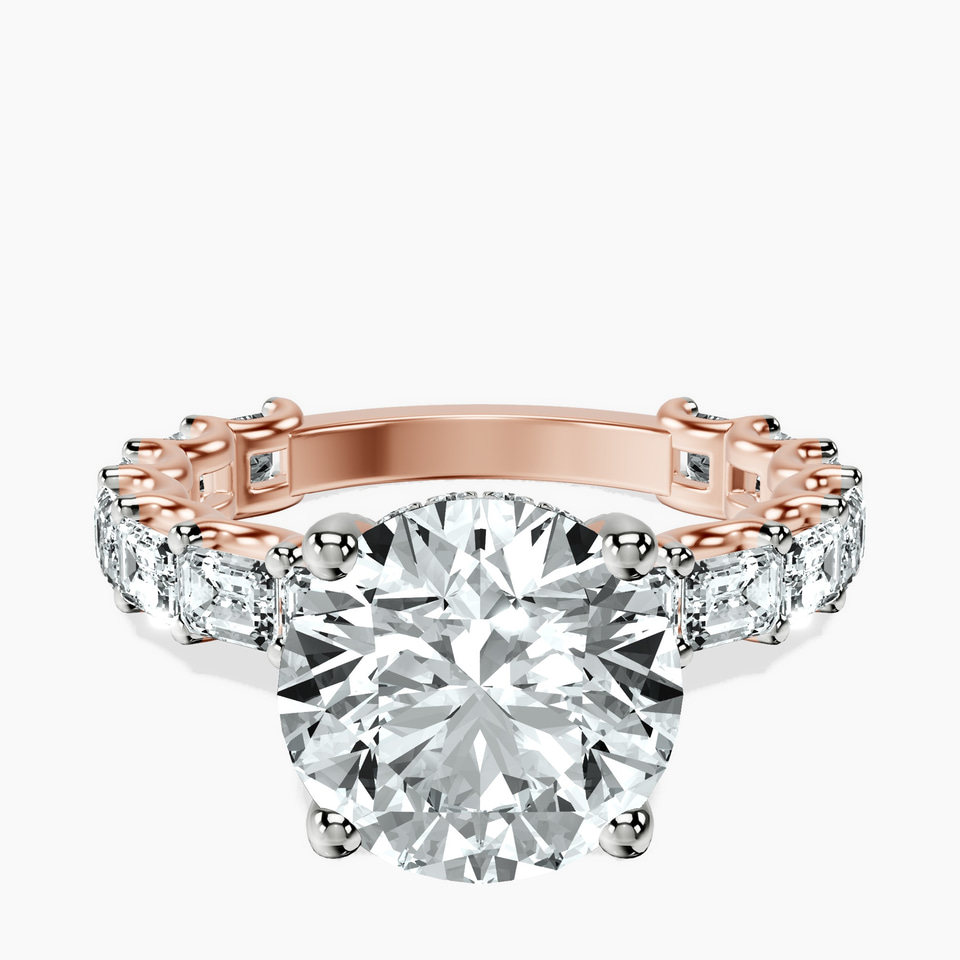 14kt Rose Gold Giselle Side Emerald Lab Diamond Ring front image
