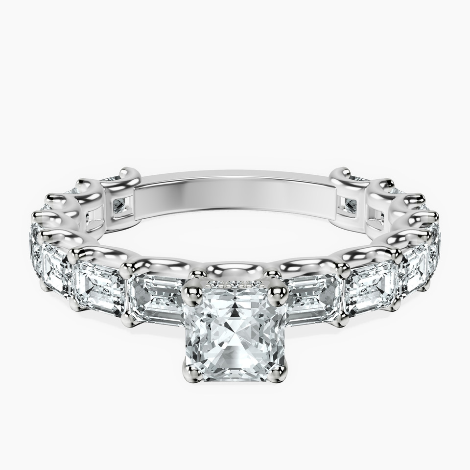 10kt White Gold Giselle Side Emerald Lab Diamond Ring front image