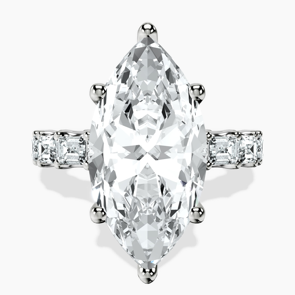 Platinum Giselle Side Emerald Lab Diamond Ring front image