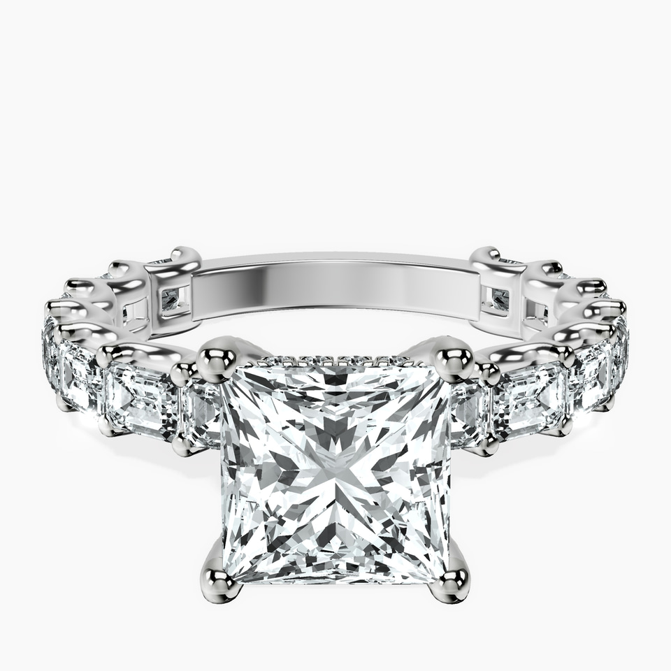 10kt White Gold Giselle Side Emerald Lab Diamond Ring front image