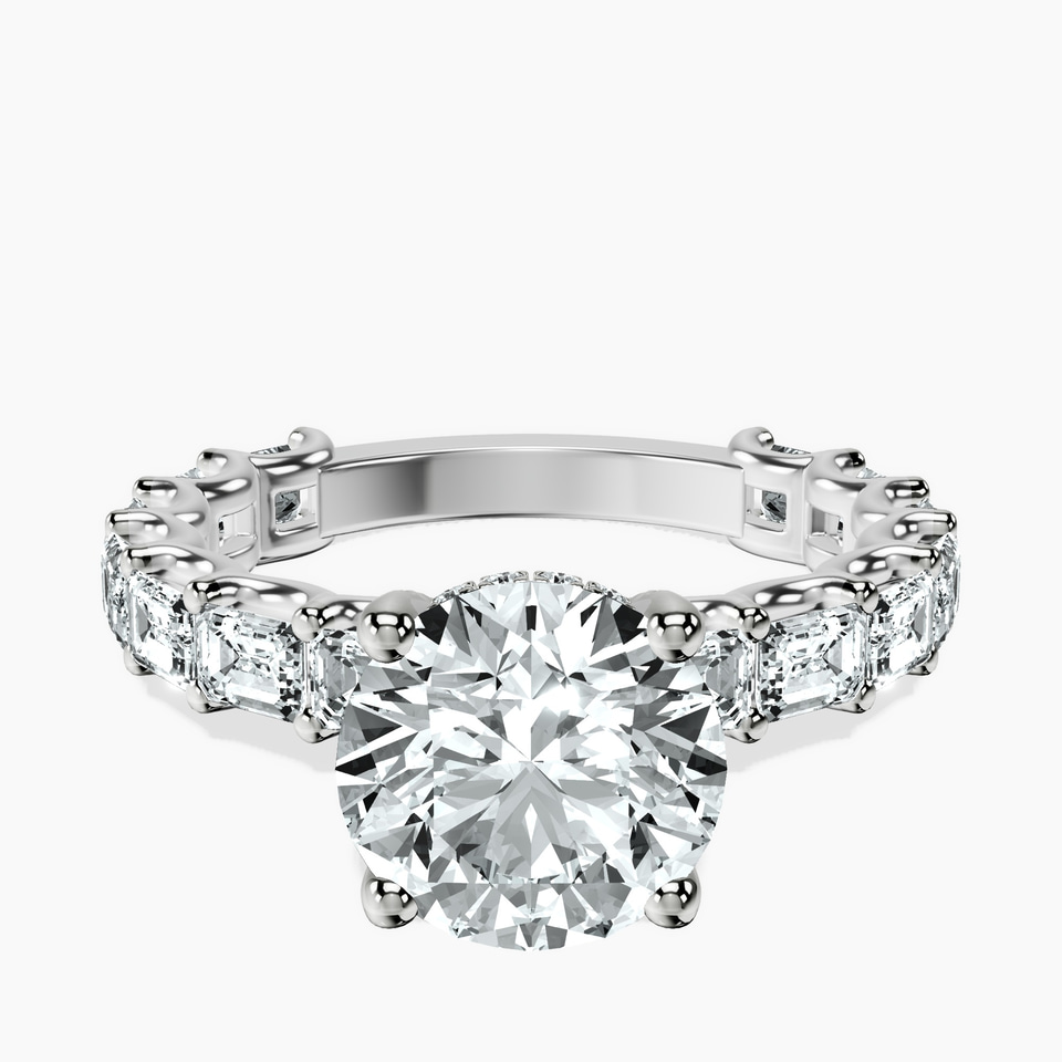 10kt White Gold Giselle Side Emerald Lab Diamond Ring front image
