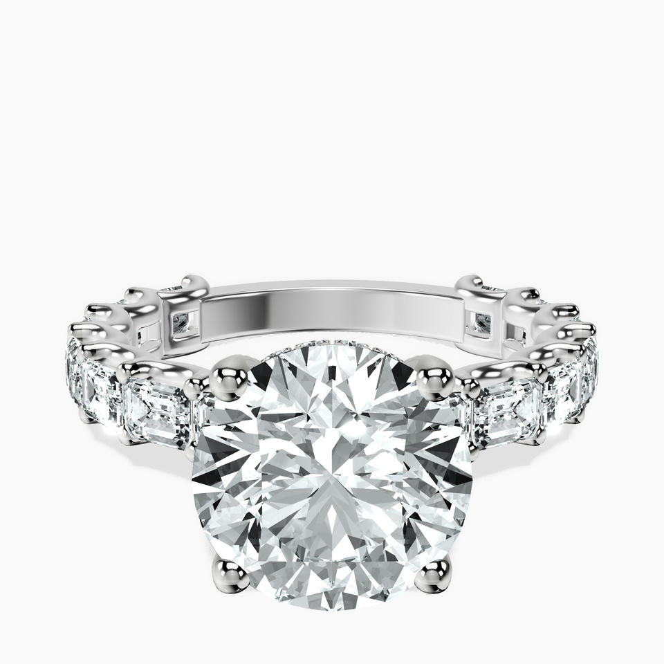 10kt White Gold Giselle Side Emerald Lab Diamond Ring front image