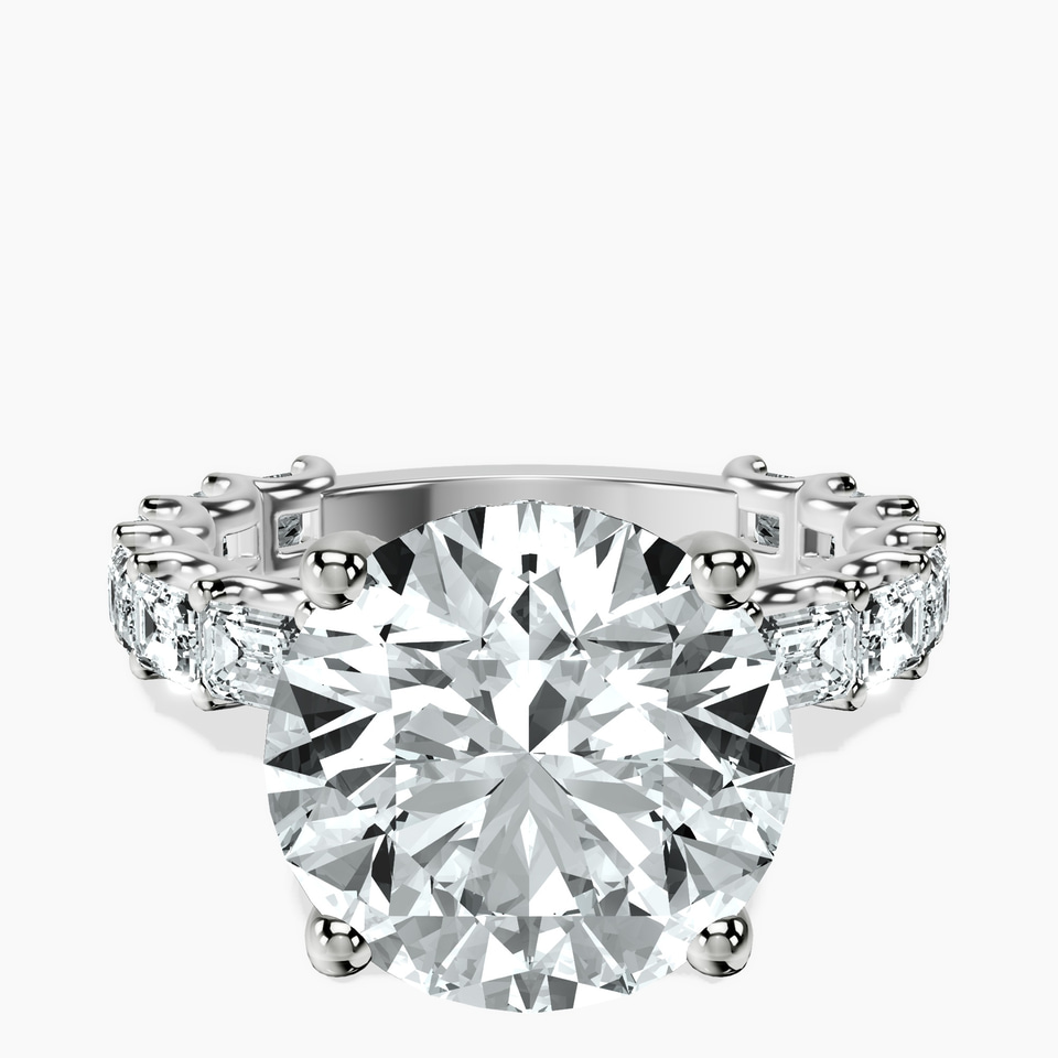 10kt White Gold Giselle Side Emerald Lab Diamond Ring front image