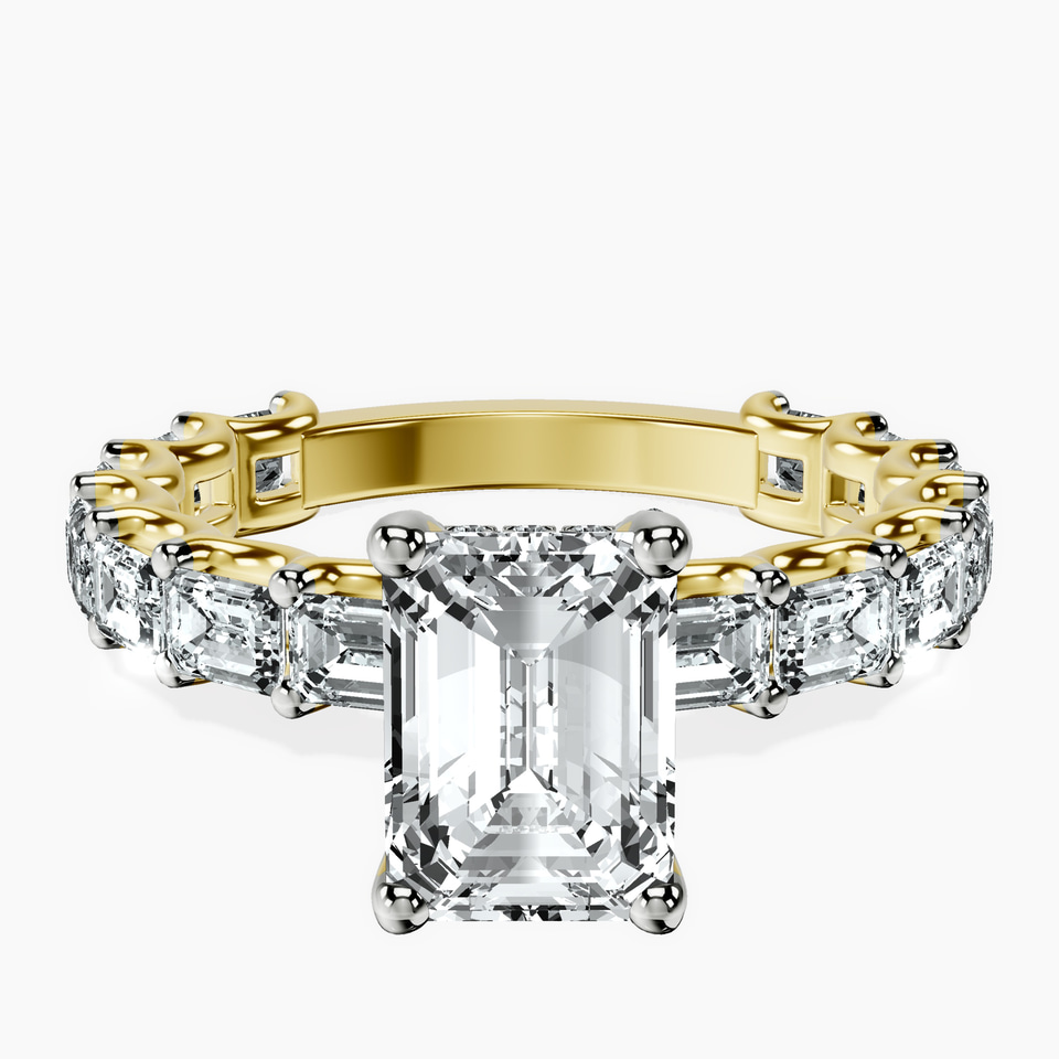 9ct Yellow Gold Giselle Side Emerald Lab Diamond Ring front image