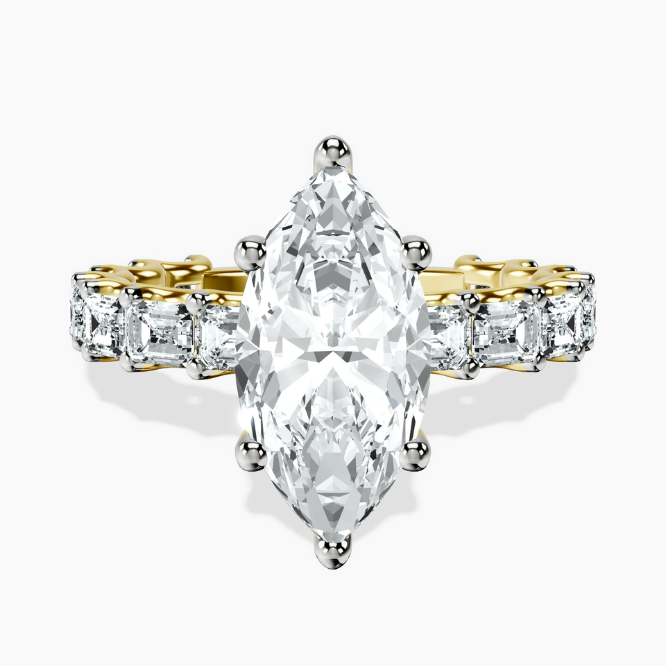 10kt Yellow Gold Giselle Side Emerald Lab Diamond Ring front image