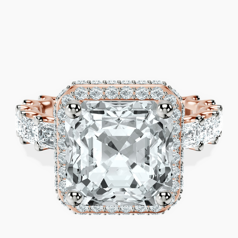 9ct Rose Gold Amaryllis Side Emerald Lab Diamond Ring front image