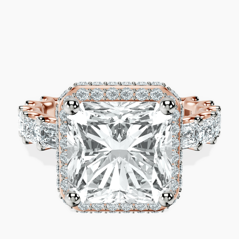 10kt Rose Gold Amaryllis Side Emerald Lab Diamond Ring front image