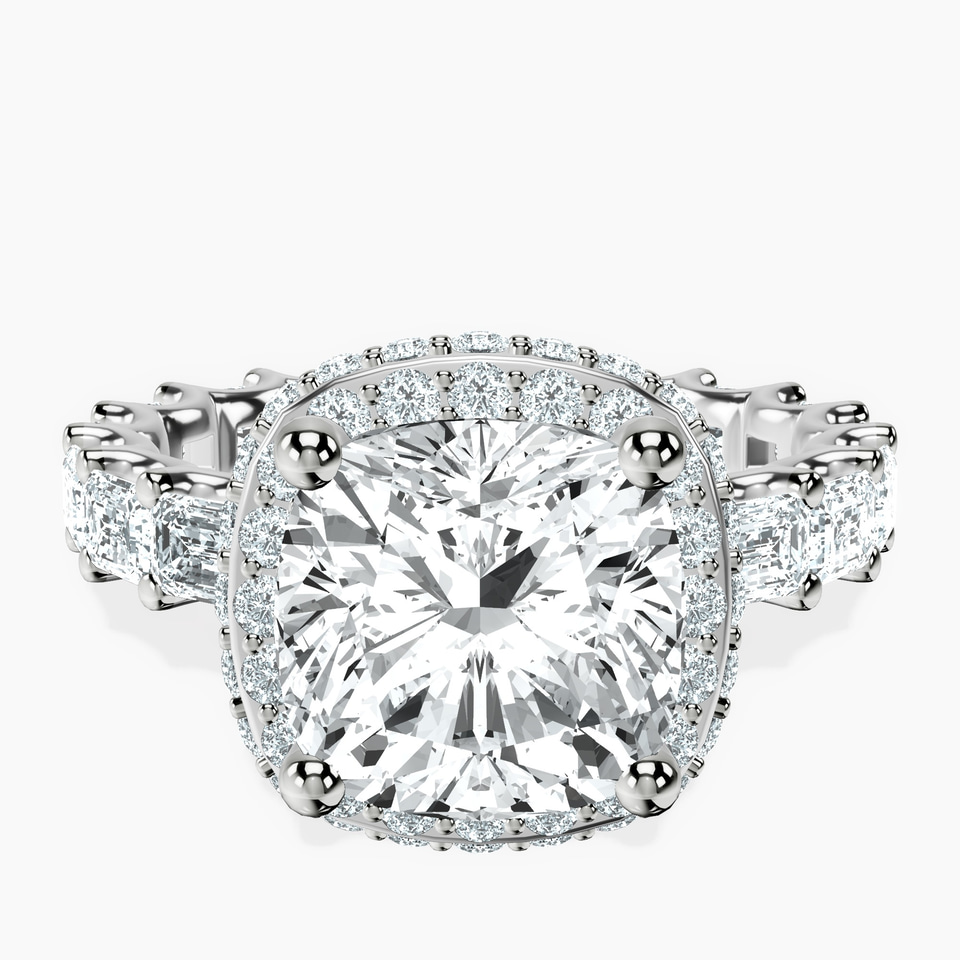 9ct White Gold Amaryllis Side Emerald Lab Diamond Ring front image