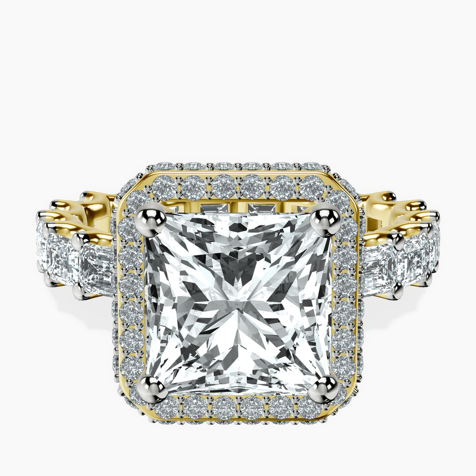 14ct Yellow Gold Amaryllis Side Emerald Lab Diamond Ring front image