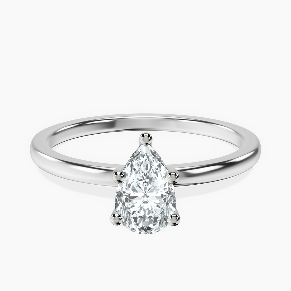 14kt White Gold Four Prong Solitaire 1.5mm Lab Diamond Ring front image
